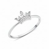 white gold Reina crown ring on a white background
