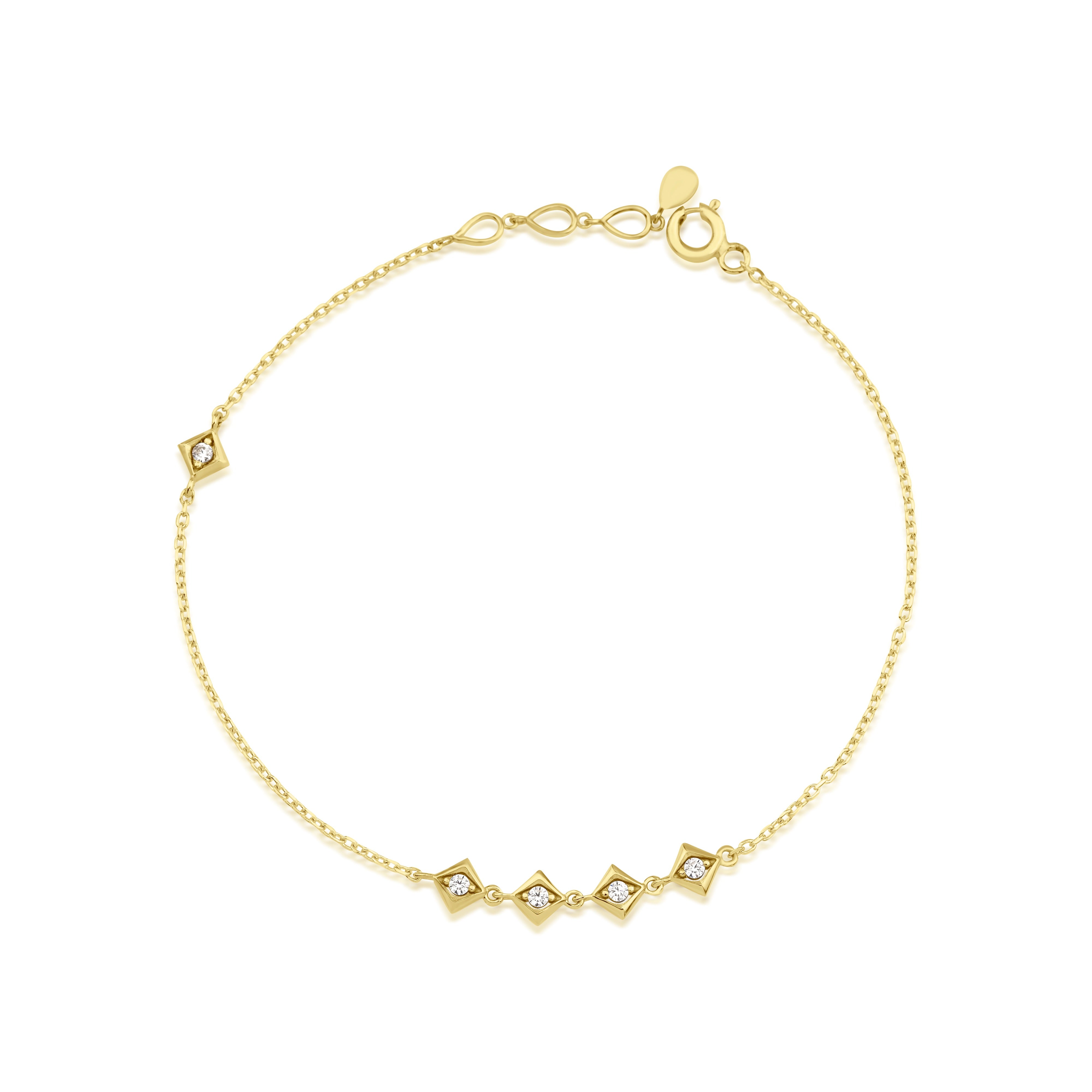 yellow gold Tessera station bracelet on a white background
