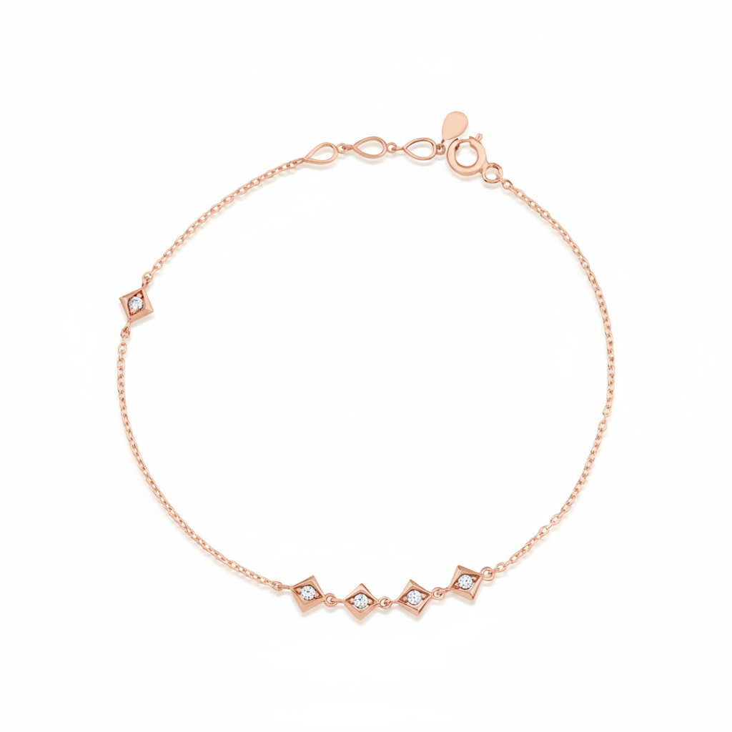 rose gold Tessera station bracelet on a white background