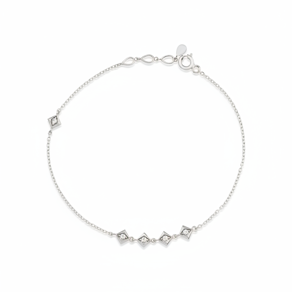 white gold Tessera station bracelet on a white background