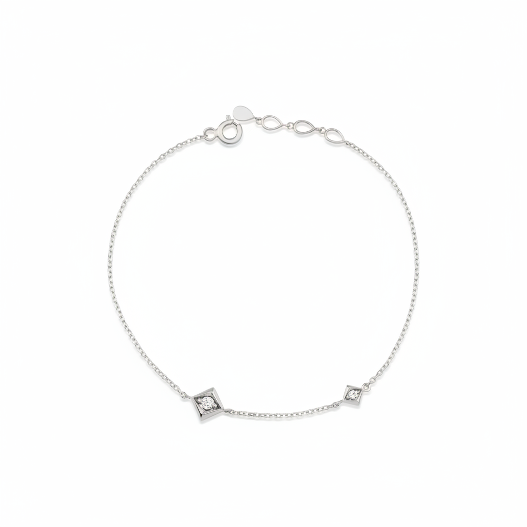 white gold Kadro bracelet on a white background