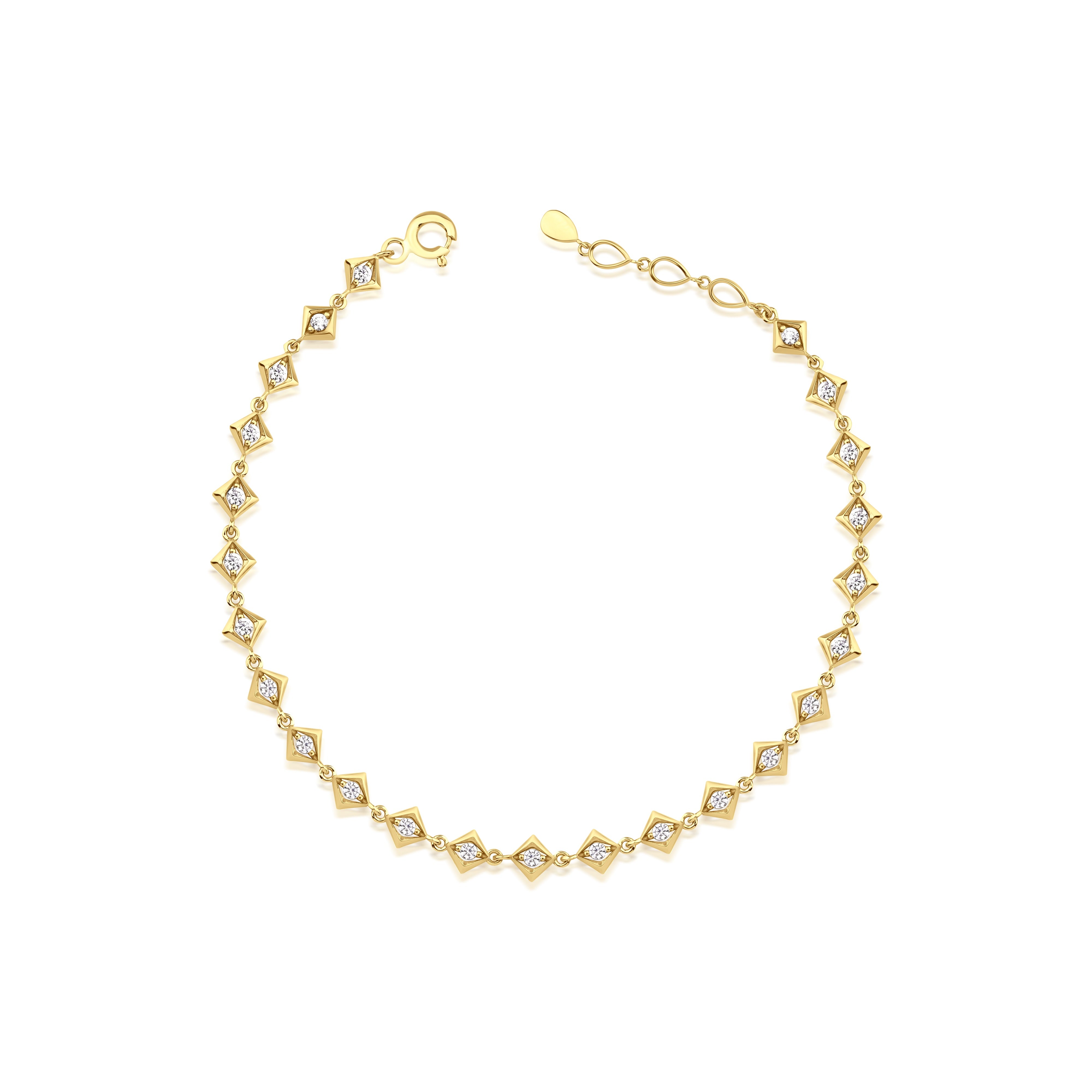 yellow gold Tessera link bracelet on a white background