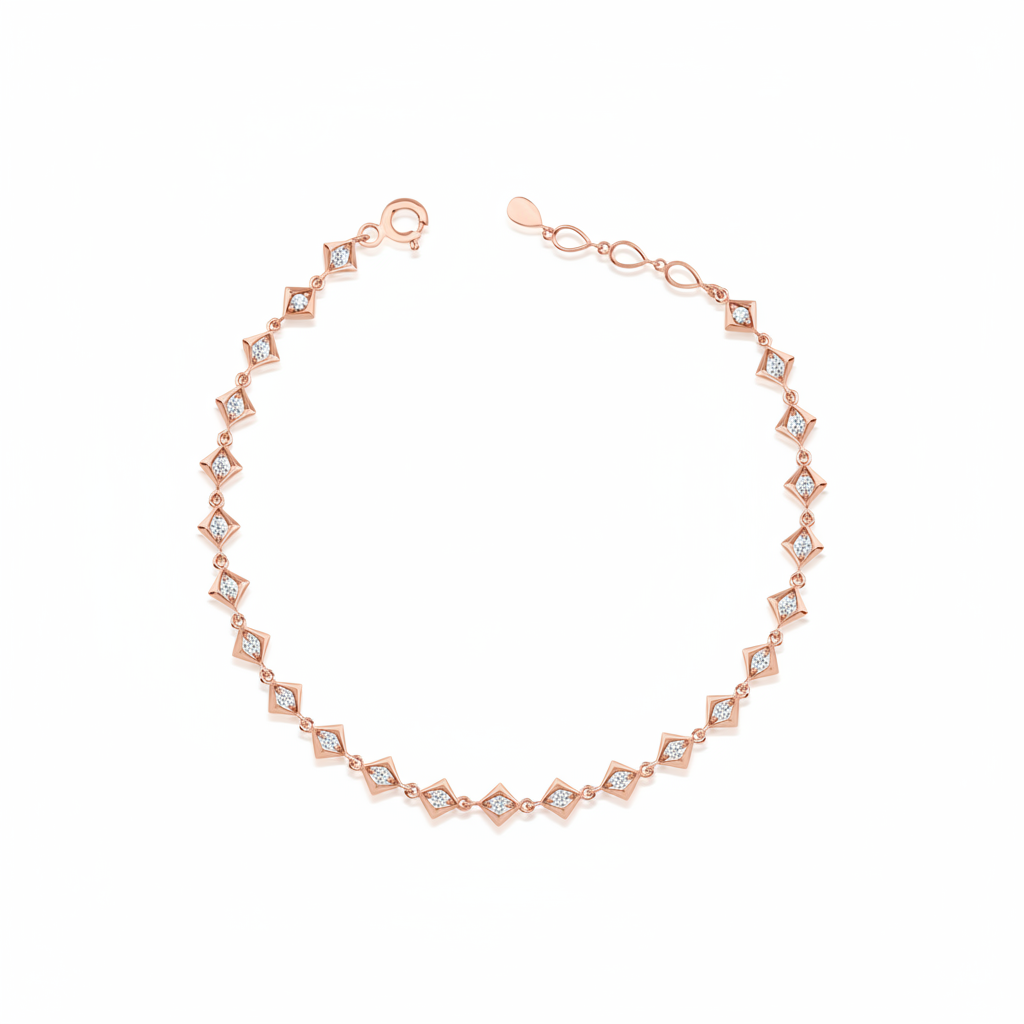 rose gold Tessera link bracelet on a white background
