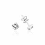 white gold Vera stud earrings on a white background