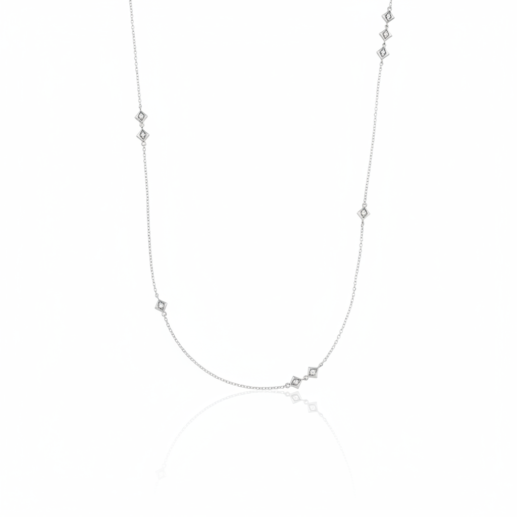 white gold Tessera station necklace on a white background