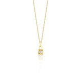 yellow gold padlock necklace on a white background