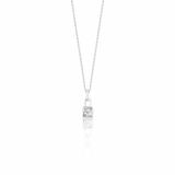 white gold padlock necklace on a white background