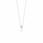 white gold Quadra tilted pendant necklace on a white background