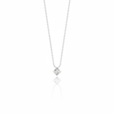 white gold Quadra tilted pendant necklace on a white background