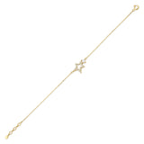 yellow gold Astra star charm bracelet on a white background