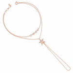 rose gold Astra hand chain on a white background