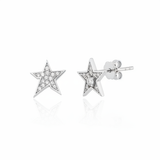 white gold Astra star stud earrings on a white background