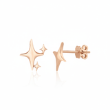 sculpted star cluster earrings in rose gold on a white background
