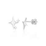 sculpted star cluster earrings in white gold on a white background