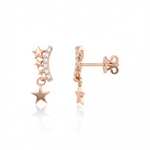 star arc drop earrings in rose gold on a white background