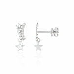 star arc drop earrings in white gold on a white background