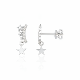 star arc drop earrings in white gold on a white background