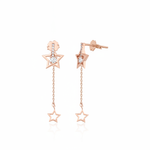 star trail drop earrings in rose gold on a white background