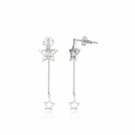 star trail drop earrings in white gold on a white background