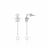 star trail drop earrings in white gold on a white background