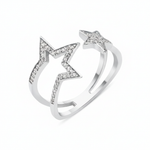 double-band star ring in white gold on a white background