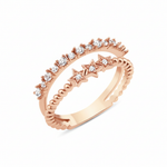 beaded star band ring in rose gold on a white background