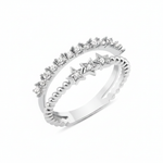 beaded star band ring in white gold on a white background