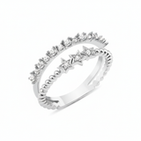 beaded star band ring in white gold on a white background