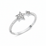 twin star ring in white gold on a white background