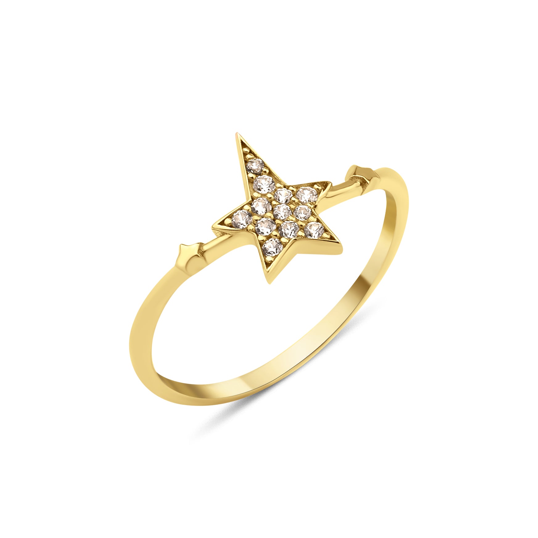 star cluster band ring in yellow gold on a white background