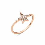 star cluster band ring in rose gold on a white background