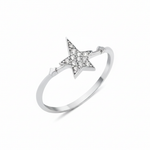star cluster band ring in white gold on a white background