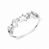 openwork star link ring in white gold on a white background