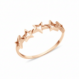 openwork star silhouette ring in rose gold on a white background