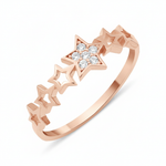 star sequence ring in rose gold on a white background