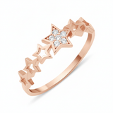 star sequence ring in rose gold on a white background