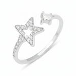 star bypass ring in white gold on a white background