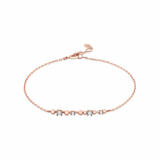 beaded bar chain bracelet in rose gold on a white background