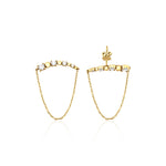 draped bar earrings in yellow gold on a white background