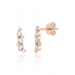 marquise ear climber earrings in rose gold on a white background
