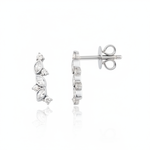 marquise ear climber earrings in white gold on a white background