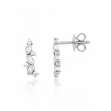 marquise ear climber earrings in white gold on a white background