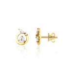 open circle stud earrings in yellow gold on a white background