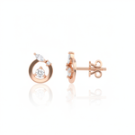 open circle stud earrings in rose gold on a white background