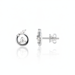 open circle stud earrings in white gold on a white background