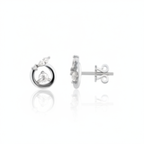 open circle stud earrings in white gold on a white background
