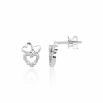 heart stud earrings in white gold on a white background