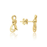 knot stud earrings in yellow gold on a white background