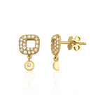 open-square drop earrings in yellow gold on a white background