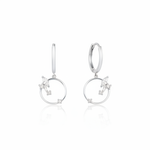hoop drop earrings with an open ring in white gold on a white background